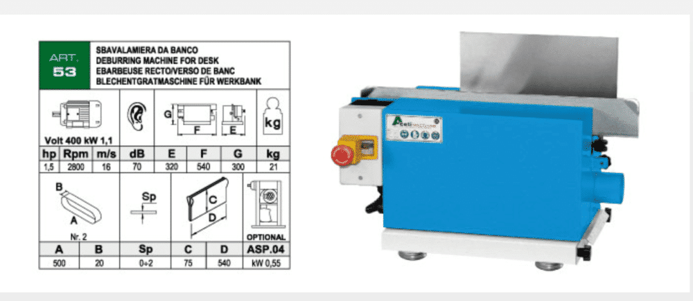 Aceti sander sheetmetal deburring debur edge rounder